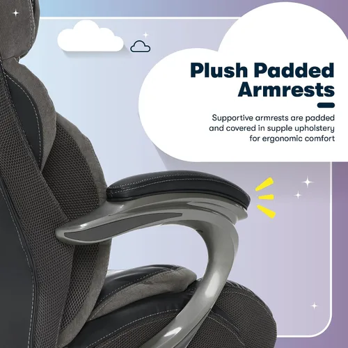 Vista 6 de Silla de oficina Serta grande y alta con capas inteligentes y tecnología de aire, Cuero, Negro