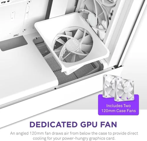 Vista 6 de NZXT H5 Flow Estuche compacto ATX para juegos de PC, torre media, alto flujo de aire, panel frontal perforado, panel lateral de vidrio templado