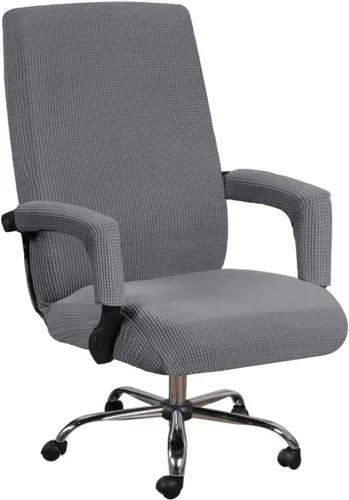 Vista 13 de Fundas de elastano para silla de oficina, fundas elásticas para silla de oficina de computadora, fundas giratorias a cuadros con cremalleras