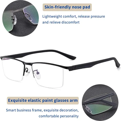 Vista 6 de SooGree Blue Light Blocking Multifocus Progressive Reading Glasses Bifocal Far and Near Dual Purpose for Men Reading Glasses