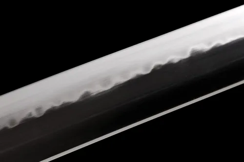 Vista 3 de Espada Katana hecha a mano de arcilla real de acero templado T10 Choji Hamon Japonés Samurai Espada Afilada Espiga Completa
