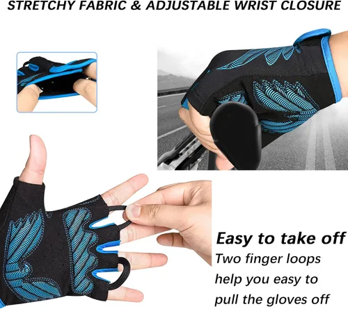 Vista 5 de MOREOK Cycling Gloves Bike Gloves for MenWomen-5MM Gel Pad Half Finger Bicycle Biking Gloves for CyclingWeight LiftingGymMotorcycleRowingOutdoor