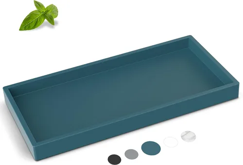 Vista 19 de Bandeja de baño de silicona, bandeja de baño pequeña negra a prueba de roturas, bandejas de tocador duraderas de silicona de alta calidad para Negro