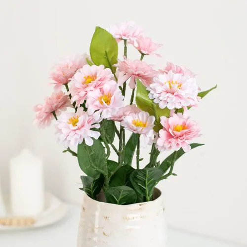 Vista 6 de Factory Direct Craft Arbusto artificial de zinnia crema para decoración de Pascua y arreglos de primavera a verano
