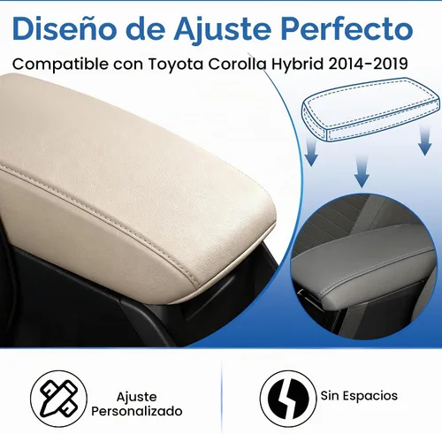 Vista 6 de AOMSAZTO Fundas para reposabrazos de consola central marfil para Corolla Toyota 2014-2019