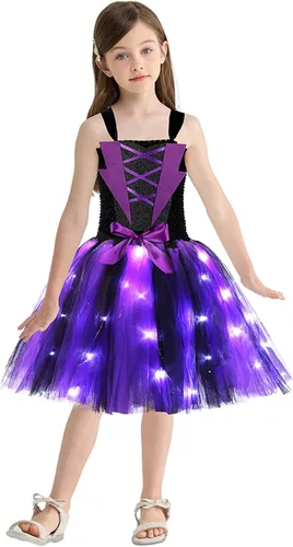 Vista 2 de Tempura Conjunto de disfraz de payaso de Halloween para niñas y niñas, vestido de tul, cuchillo, calcetines, guantes, horquilla, juegos para fiestas