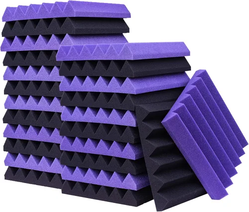 Vista 9 de Paquete de 24 Paneles Acústicos, Paneles de Espuma a Prueba de Sonido de 2" x 12" x 12" para Pared, Paneles de Cancelación de Ruido Absorbentes