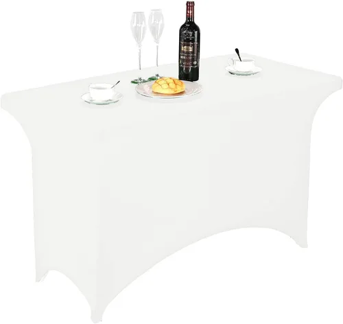 Vista 142 de FORLIFE - Funda de mesa de elastano, mantel ajustado de 4 pies para mesas rectangulares, funda elástica para patio, universal para bodas, banquetes