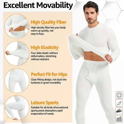Vista 5 de UNIQUEBLLA - Conjunto de ropa interior térmica para hombre, capa base térmica, parte inferior para clima frío