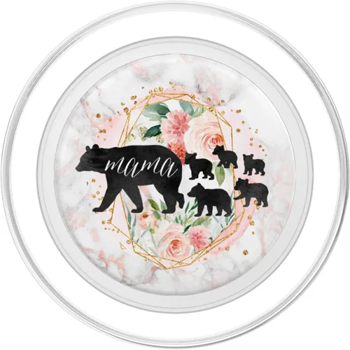 Vista 2 de Mama Bear Five Cubs PopSockets PopSockets de acuarela rosa rosa PopSockets PopGrip: agarre intercambiable para teléfonos y tabletas PopSockets