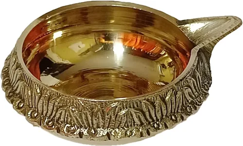 Vista 4 de PARIJAT HANDICRAFT India puja oro latón kuber lámpara de aceite para Diwali Diya Pooja Artículo Pooja Propósito