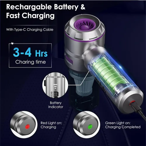 Vista 6 de Aspiradora inalámbrica de mano 4 en 1, soplador de aire de alta potencia de 84000 RPM, inflador y mini aspiradora de automóvil para el hogar