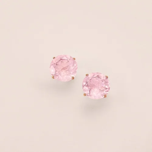 Vista 3 de Ross-Simons Pendientes de tuerca de cuarzo rosa de 4,80 quilates en oro rosa de 14 quilates