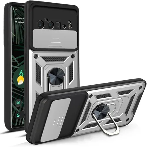 Vista 12 de Funda para Google Pixel 6A, funda de TPU + PC de grado militar para Google Pixel 6A, soporte integrado, diseño de doble capa, funda de protección