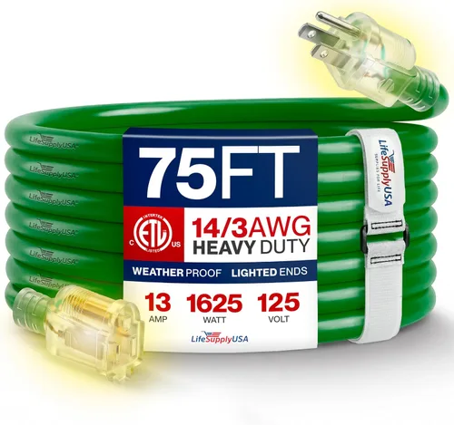 Vista 12 de Cable de extensión de 3 pies para exteriores/interiores, calibre 10/3, ultra resistente, SJTW, resistente al agua, certificación ETL, cable
