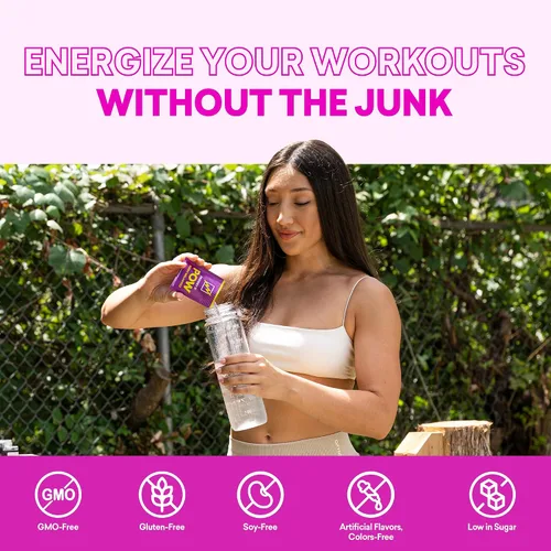 Vista 5 de EBOOST POW Natural - Polvo de preentrenamiento – 15 paquetes – Berry Melon Fizz – Un suplemento preentrenamiento para el rendimiento, apoyo