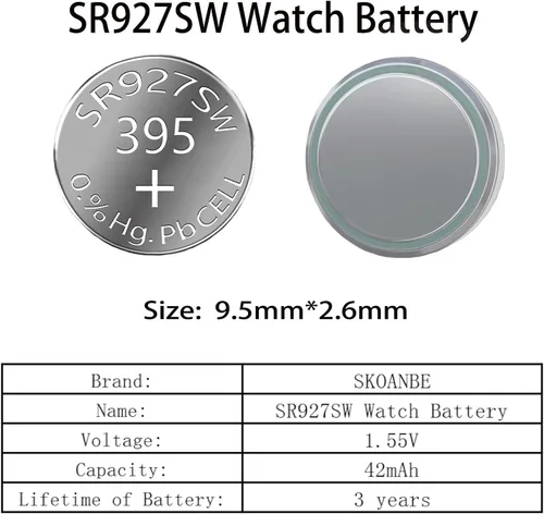 Vista 3 de SKOANBE Batería de reloj de celda de moneda con botón LR926 SR927SW 1.5V AG7 399 395 395A LR57 botón