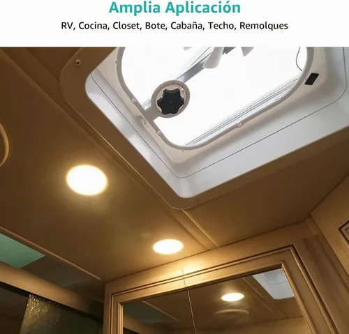 Vista 3 de RVZONE Paquete de 2 Luces LED de Techo Tipo Disco para Autocaravana, Luz Interior para Autocaravana y Barco de 12V CC, Luz de Cúpula de Techo