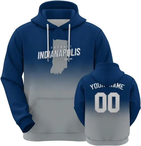 Vista 26 de Custom Football City Map Gradient Hoodies-Personalized Name Number Hooded Sweatshirts Football Fans Gifts for Men,Women,Youth