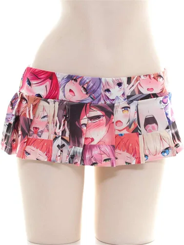 Vista 4 de Lichma - Falda plisada para mujer, sexy, para colegiales, japonesa, con estampado anime, ropa de dormir