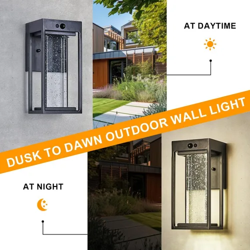 Vista 4 de Luz de Pared Solar para Exterior con Sensor de Movimiento de 3 Modos, Sconce Exterior de Cristal con Luz LED de 4000K 250LM para Puerta Frontal
