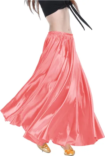 Vista 43 de Indian Trendy Falda de satén para mujer, de círculo completo, para danza del vientre tribal, con movimiento de Halloween Negro