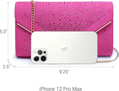 Vista 3 de Dasein Bolso de noche con diamantes de imitación para mujer, clutch de ante sintético, bolsos brillantes para fiestas formales, cóctel, boda, cartera