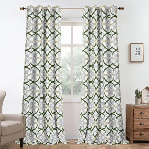 Vista 37 de Cortinas DriftAway Alexander de oscurecimiento para sala de estar, mezcla de lino con patrón, térmicas, oscurecedoras, geométricas, estilo marroquí
