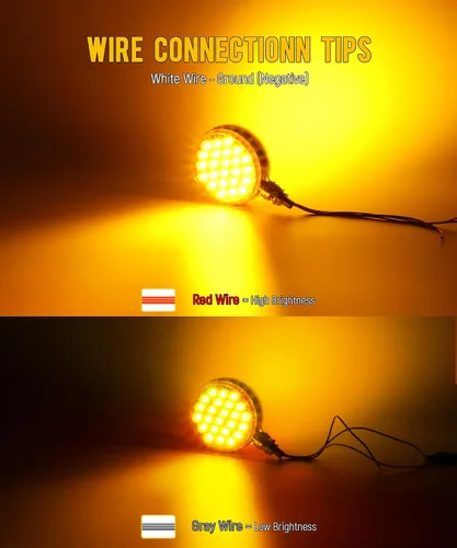 Vista 3 de Partsam 2 luces redondas de doble cara ámbar de 48 LED para guardabarros de pedestal trasero, luces de estacionamiento para montaje en poste, luces