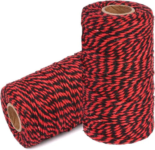 Vista 16 de Cuerda de Hilo de Algodón para Panaderos: 2 Rollos de Cordel para Manualidades Envolver Regalos - 656 Pies de Cordel Negro Blanco para Cocina