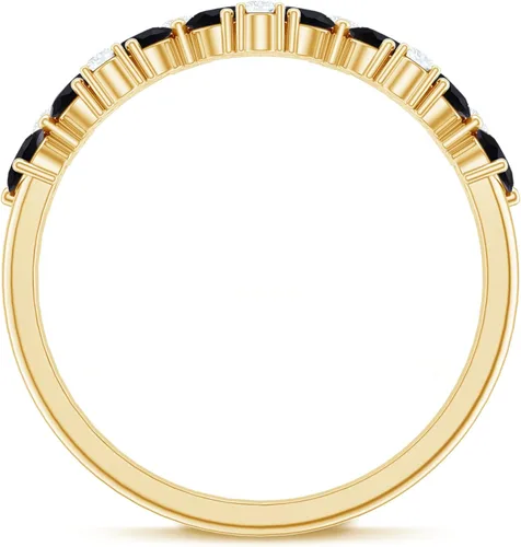 Vista 7 de Anillo de banda de media eternidad con diamantes de ónix negro certificado, calidad AAA, anillo de piedra natal de diciembre (listo para regalar)