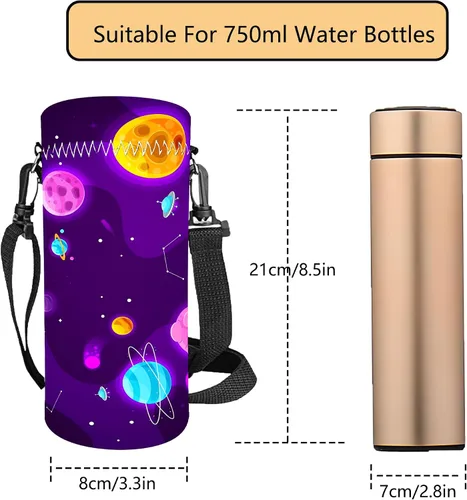 Vista 5 de Bolsa de almacenamiento para botella de agua, 25 onzas, ajustable, portador de botellas de agua, bolsa con correas