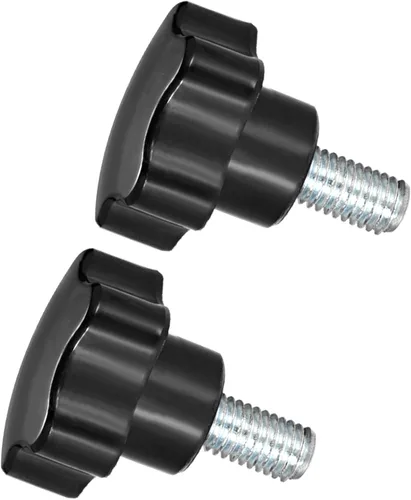 Vista 13 de Perillas de sujeción de estrella, rosca macho M6 x 0.591 in, cabeza de 1.220 in, mango de tornillo de pulgar de plástico, perno roscado negro