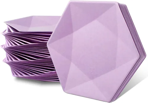 Vista 15 de Paquete de 30 platos de papel desechables de 8 pulgadas, platos de papel hexagonal azul, platos de postre 100% biodegradables para bodas