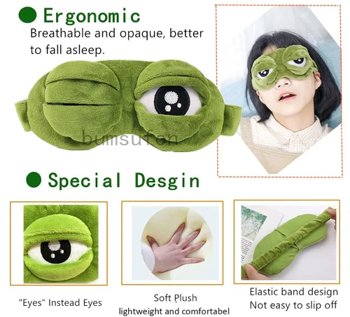 Vista 2 de Máscaras para dormir para mujeres, lindas ranas divertidas para adultos y niños, divertidas con ojos abiertos, antifaz para dormir