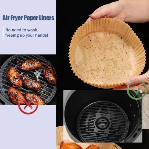 Vista 3 de 6.5 pulgadas redondas 100 piezas de forros de papel desechables para freidora de aire Non-Stick Oil-proof Resistant Airfryer Parchment Paper