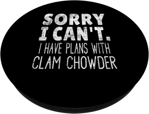 Vista 2 de Vintage Sorry I Can't I Have Plans With Clam Chowder PopSockets Swappable PopGrip