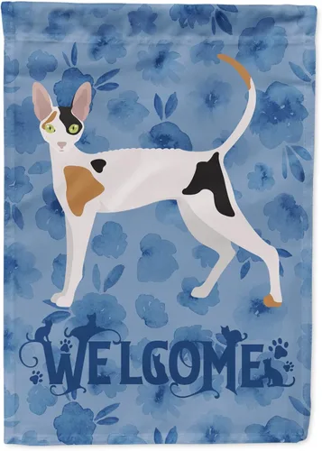 Vista 44 de Caroline's Treasures CK4813CHF - Bandera de bienvenida con gato abisinio azul, manga grande, para porche, para colgar en la pared, poliéster