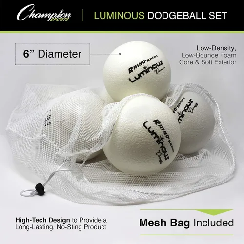 Vista 4 de Champion Sports Rhino Skin Luminous Dodgeball Set