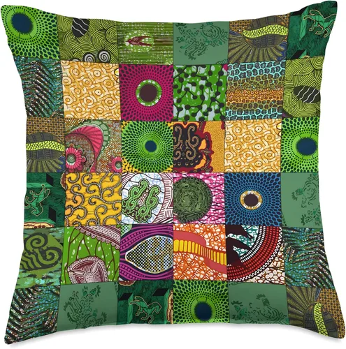 Vista 5 de Nativ Hand Ankara Kitenge - Almohada de retazos con estampado de cera africana, 16 x 16, multicolor