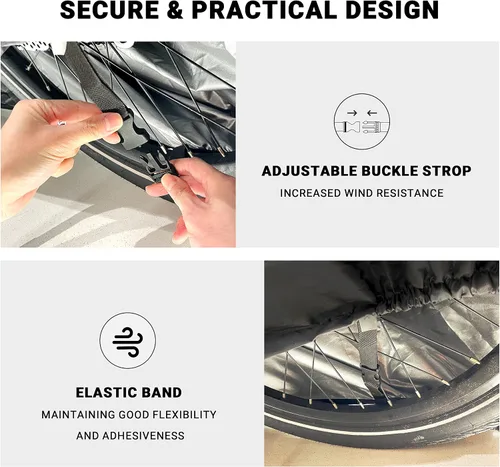 Vista 3 de Himiway Funda para bicicleta de neumáticos gruesos, impermeable, resistente, material Ripstop, antipolvo, lluvia, nieve, protección UV