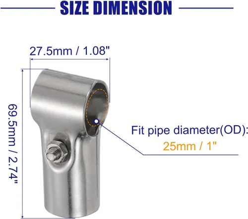 Vista 2 de uxcell Conector de abrazadera de tubo en T, 2 piezas, conector de tubería estructural, abrazadera de valla de enlace de cadena de acero inoxidable