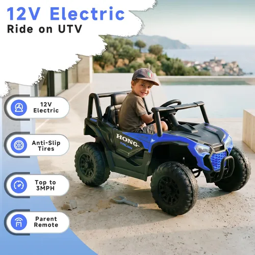 Vista 3 de Coche eléctrico de 12 V para niños, auto para niños pequeños con control Color azul
