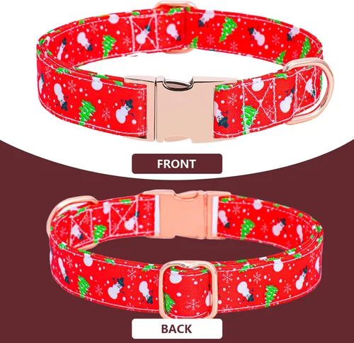 Vista 2 de Collar de perro con lazo, collares de Navidad con lazo desmontable y hebilla de metal, collar ajustable, regalo para perros pequeños, medianos