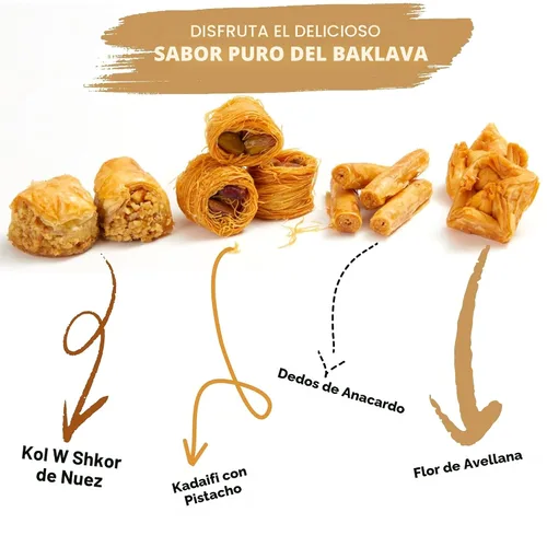 Vista 5 de Cerez Pazari Baklava Pastelería de 8.5 onzas, caja de regalo de Baklava con ricos pistachos, nueces, avellanas y anacardos, Shatila Baklava Halal