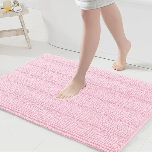 Vista 86 de Grandaily Alfombras de baño de felpilla a rayas de 24 x 16 pulgadas, extra gruesas y suaves, absorbentes, parte trasera de goma, alfombra de ducha