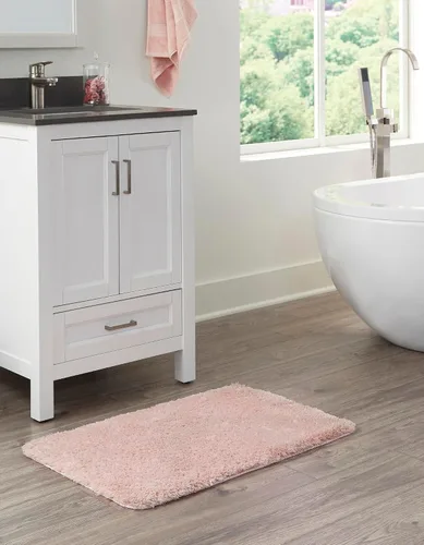 Vista 4 de Unique Loom Bano Luxe Bath Mat Collection - Alfombra de lujo (1 pies 8 pulgadas x 2 pies 7 pulgadas, rectangular, algodón rosa azúcar)