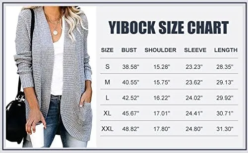 Vista 5 de YIBOCK - Suéter de punto gofre, manga larga con frente abierto para mujer.