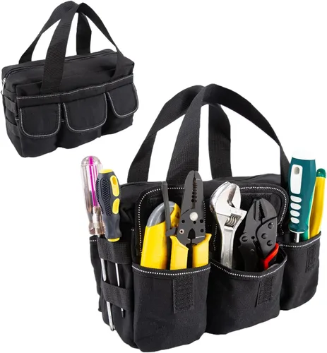 Vista 16 de Bolsa de herramientas pequeña, bolsa organizadora de herramientas de boca ancha superior, bolsas de herramientas grandes Verde militar