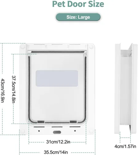 Vista 2 de Puerta grande para perros con panel de bloqueo magnético para seguridad en el hogar, duradera y resistente a la intemperie, 17 x 14 pulgadas